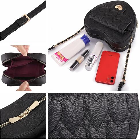 Ayliss Women Crossbody Handbag Purse Heart Shape Shoulder Handbag Small Satchel Crossbody Evening Purse Bag PU Leather in Saudi Arabia
