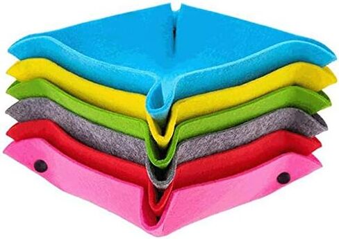 OliviaLiving Felt Valet Tray, Fold Felt Desktop Storage Basket Makeup Organizing Basket for Home Office Writing Desk Lovely Caddy Containers (Multi-Color,6-Pack) in Kuwait
