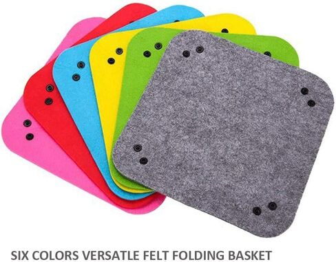 OliviaLiving Felt Valet Tray, Fold Felt Desktop Storage Basket Makeup Organizing Basket for Home Office Writing Desk Lovely Caddy Containers (Multi-Color,6-Pack) in Kuwait