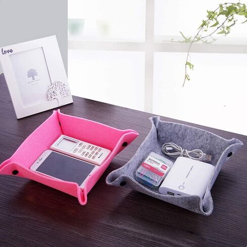 OliviaLiving Felt Valet Tray, Fold Felt Desktop Storage Basket Makeup Organizing Basket for Home Office Writing Desk Lovely Caddy Containers (Multi-Color,6-Pack) in Kuwait