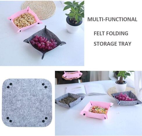 OliviaLiving Felt Valet Tray, Fold Felt Desktop Storage Basket Makeup Organizing Basket for Home Office Writing Desk Lovely Caddy Containers (Multi-Color,6-Pack) in Kuwait
