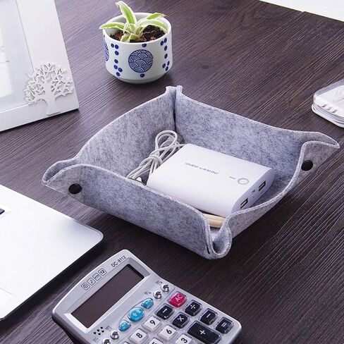 OliviaLiving Felt Valet Tray, Fold Felt Desktop Storage Basket Makeup Organizing Basket for Home Office Writing Desk Lovely Caddy Containers (Multi-Color,6-Pack) in Kuwait