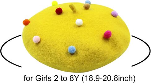 RARITYUS Fashion Cute Wool French Artist Beret Hat Warm Beanie Cap Headwear with Small Rainbow Pom Pom for Women Girls in Saudi Arabia