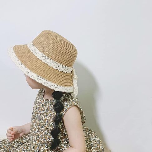 قبعة قش صيفية جيدة التهوية قابلة للطي للحماية من الاشعة فوق البنفسجية وفيونكة بحافة عريضة مرنة للشاطئ in Kuwait