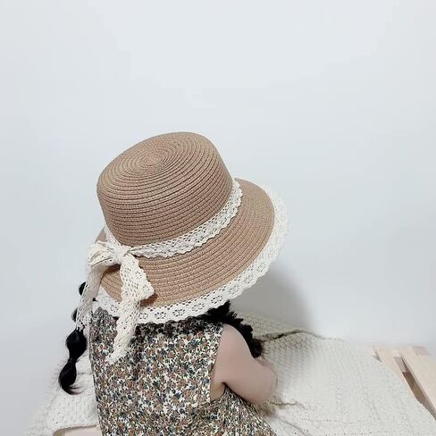 قبعة قش صيفية جيدة التهوية قابلة للطي للحماية من الاشعة فوق البنفسجية وفيونكة بحافة عريضة مرنة للشاطئ in Kuwait