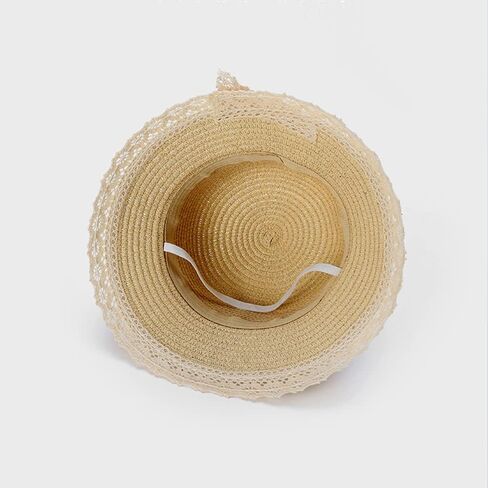 قبعة قش صيفية جيدة التهوية قابلة للطي للحماية من الاشعة فوق البنفسجية وفيونكة بحافة عريضة مرنة للشاطئ in Kuwait