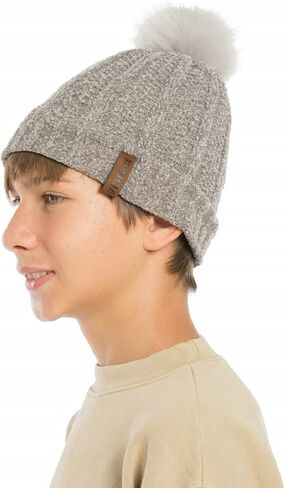 قبعة شتوية للأطفال من ViGrace مصنوعة من قماش الشنيل الدافئ مبطنة بالصوف الصناعي قبعة صغيرة للبنات والأولاد in Kuwait