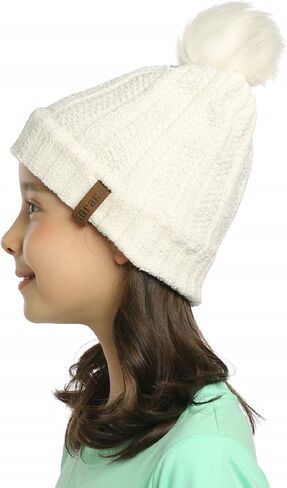قبعة شتوية للأطفال من ViGrace مصنوعة من قماش الشنيل الدافئ مبطنة بالصوف الصناعي قبعة صغيرة للبنات والأولاد in Kuwait