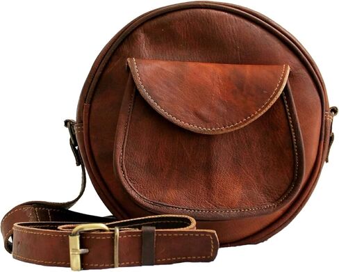 Vintage Leather Crossbody Bag For Women Purse Wallet Satchel Handbag Messenger Bags Small 9 Inches Sling Over The Shoulder in Kuwait