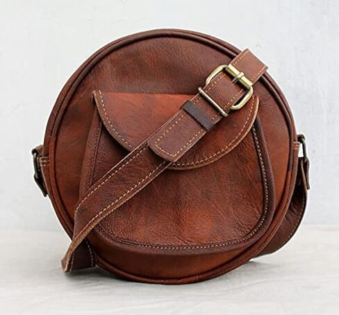Vintage Leather Crossbody Bag For Women Purse Wallet Satchel Handbag Messenger Bags Small 9 Inches Sling Over The Shoulder in Kuwait