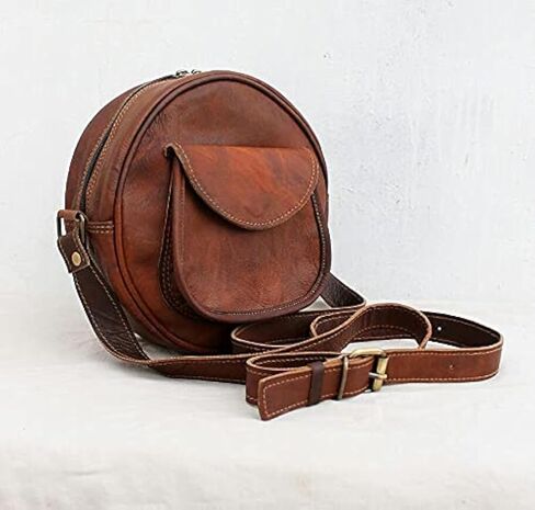 Vintage Leather Crossbody Bag For Women Purse Wallet Satchel Handbag Messenger Bags Small 9 Inches Sling Over The Shoulder in Kuwait