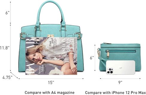 Women Handbags and Purses Fashion Satchel Tote Work Bags Top Handle Shoulder Purses with Matching Wristlet in Saudi Arabia