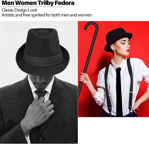 قبعة تريلبي كلاسيكية للرجال ذات حافة قصيرة من صوف العصابات فيدورا مع شريط (S/M) in Kuwait