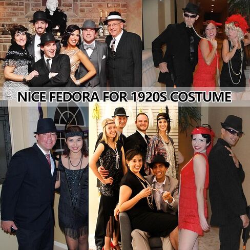 قبعة تريلبي كلاسيكية للرجال ذات حافة قصيرة من صوف العصابات فيدورا مع شريط (S/M) in Kuwait