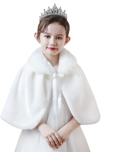 الفتيات فو الفراء شال التفاف زهرة فتاة حفل زفاف اللباس بوليرو تتغاضى الملحقات الأميرة الكتف الرأس in Kuwait