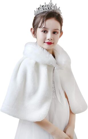 الفتيات فو الفراء شال التفاف زهرة فتاة حفل زفاف اللباس بوليرو تتغاضى الملحقات الأميرة الكتف الرأس in Kuwait