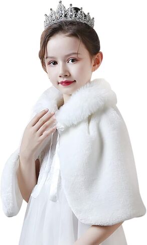 الفتيات فو الفراء شال التفاف زهرة فتاة حفل زفاف اللباس بوليرو تتغاضى الملحقات الأميرة الكتف الرأس in Kuwait