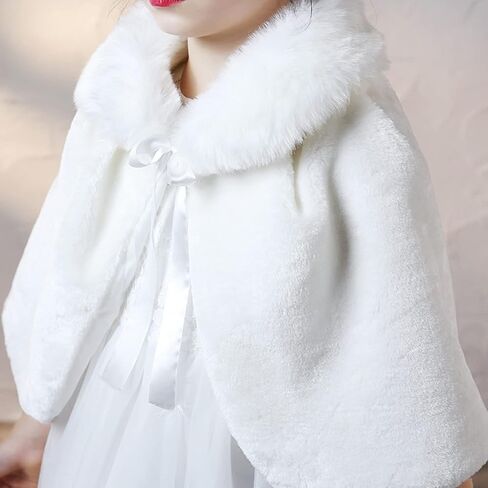 الفتيات فو الفراء شال التفاف زهرة فتاة حفل زفاف اللباس بوليرو تتغاضى الملحقات الأميرة الكتف الرأس in Kuwait