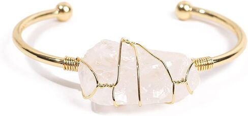 COLORFUL BLING Healing Stone Gold Plated Copper Wire Wrapped Natural Stone Cuff Bangle Gemstone Bracelet Chakra Energy Women Bracelet Jewelry in Saudi Arabia