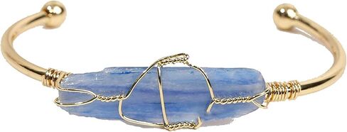 COLORFUL BLING Healing Stone Gold Plated Copper Wire Wrapped Natural Stone Cuff Bangle Gemstone Bracelet Chakra Energy Women Bracelet Jewelry in Saudi Arabia
