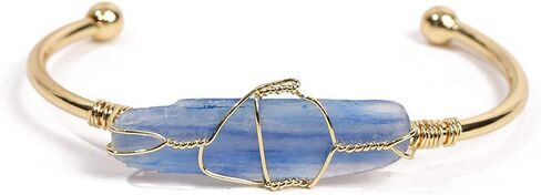 COLORFUL BLING Healing Stone Gold Plated Copper Wire Wrapped Natural Stone Cuff Bangle Gemstone Bracelet Chakra Energy Women Bracelet Jewelry in Saudi Arabia
