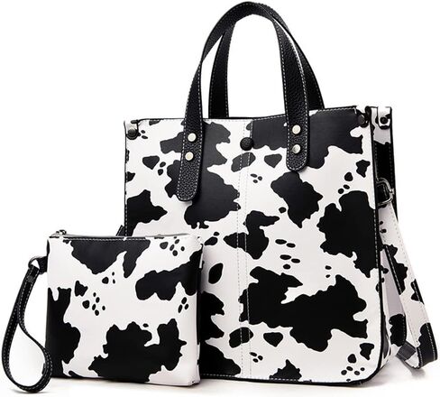 Downupdown Women Handbags and Purse Animal-print Leather Shoulder Bag Satchel Handbag Ladies Tote Bag for Work 2Pcs Set in Saudi Arabia