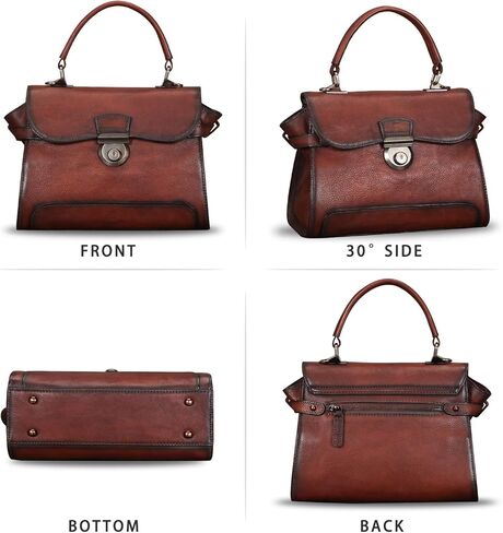 حقيبة جلدية أصلية حقائب كروس للنساء مصنوعة يدويًا حقيبة كتف عتيقة بمقبض علوي حقائب يد ومحافظ in Kuwait