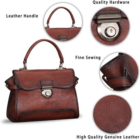 حقيبة جلدية أصلية حقائب كروس للنساء مصنوعة يدويًا حقيبة كتف عتيقة بمقبض علوي حقائب يد ومحافظ in Kuwait