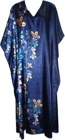 قفطان بريتي من أتو دايت مع كرمة زهور منتصف الليل، مقاس واحد، النمط كافيه - 60 in Kuwait