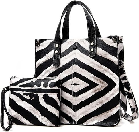 Downupdown Women Handbags and Purse Animal-print Leather Shoulder Bag Satchel Handbag Ladies Tote Bag for Work 2Pcs Set in Saudi Arabia