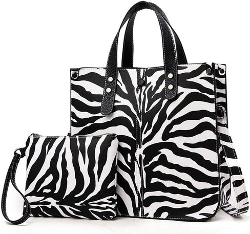 Downupdown Women Handbags and Purse Animal-print Leather Shoulder Bag Satchel Handbag Ladies Tote Bag for Work 2Pcs Set in Saudi Arabia