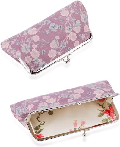 iSuperb قطعتان من محفظة العملات المعدنية ذات الأزهار، حقيبة كلاسيكية بقفل قبلة، محفظة لطيفة بإبزيم، محفظة للهاتف الخلوي، مشبك إغلاق، حقيبة حلية (B) in Kuwait