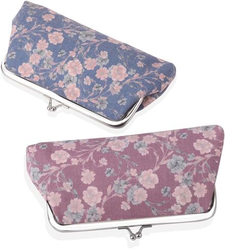 iSuperb قطعتان من محفظة العملات المعدنية ذات الأزهار، حقيبة كلاسيكية بقفل قبلة، محفظة لطيفة بإبزيم، محفظة للهاتف الخلوي، مشبك إغلاق، حقيبة حلية (B) in Kuwait