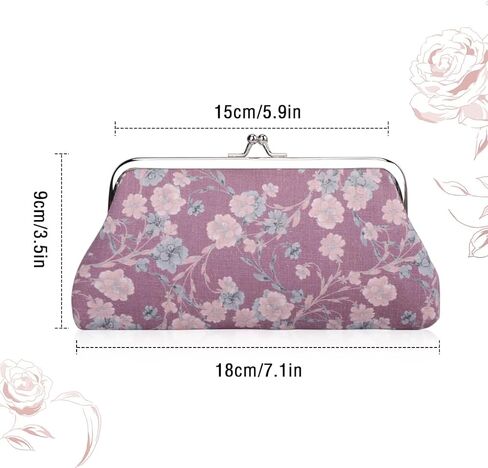 iSuperb قطعتان من محفظة العملات المعدنية ذات الأزهار، حقيبة كلاسيكية بقفل قبلة، محفظة لطيفة بإبزيم، محفظة للهاتف الخلوي، مشبك إغلاق، حقيبة حلية (B) in Kuwait