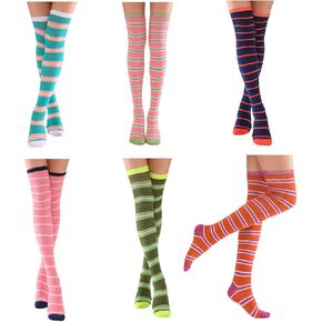 Vegove Womens Striped Thigh High Socks, Stripe Over Knee Long Sock Stretchy Leg Warmers For Cosplay Accessories in Kuwait