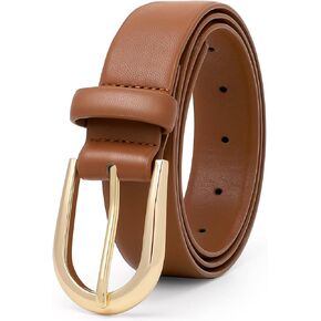 SANSTHS Women's Leather Belt for Jeans Pants Fashion Gold Buckle Ladies Dress Waist Belt in Saudi Arabia