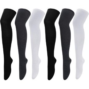 ون سينج 3-10 ازواج من الجوارب عالية الفخذ للنساء فوق الركبة، جوارب قطنية طويلة سميكة طويلة جوارب عالية الفخذ للنساء, One Size in Kuwait