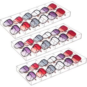 3 قطع من منظم النظارات الشمسية الأكريليك من TOUNALKER حافظة نظارات شفافة قابلة للتكديس منظم تخزين عرض النظارات in Kuwait