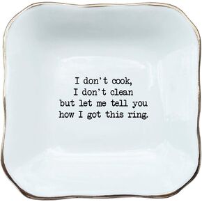 BAT TRANG I Don't Cook I Don't Clean But I Got This Ring Trinket Ring Dish, Funny Wedding Trinket Dish For Engagement in Kuwait