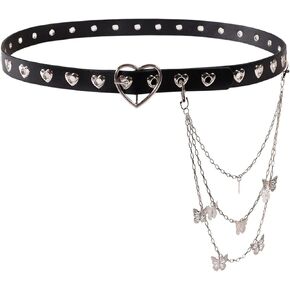 Eigso Leather Punk Gothic Belts for Women Men Retro Classic Vintage Goth Belt Waist Harness for Woman Man
