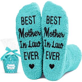 HAPPYPOP Fuzzy Socks for Women, Funny Mother in Law Gifts, Gifts for Mother in Law from Daughter in Law, Gifts for Mom in Law