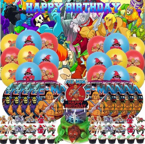 N09800-DXRC ماسترز اوف ذا يونيفرس لوازم الحفلات لوحات زينة كعكة عيد الميلاد لافتة ديكور بالونات خلفية in Kuwait