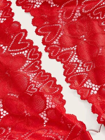 طقم ملابس داخلية نسائية من GORGLITTER مزين بالدانتيل على شكل قلب مزين بالزهور، طقم حمالة صدر ولباس داخلي مع أحزمة رباط in Kuwait