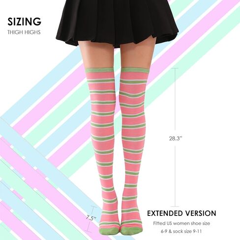 Vegove Womens Striped Thigh High Socks, Stripe Over Knee Long Sock Stretchy Leg Warmers For Cosplay Accessories in Kuwait