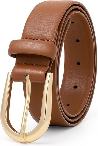SANSTHS Women's Leather Belt for Jeans Pants Fashion Gold Buckle Ladies Dress Waist Belt in Saudi Arabia