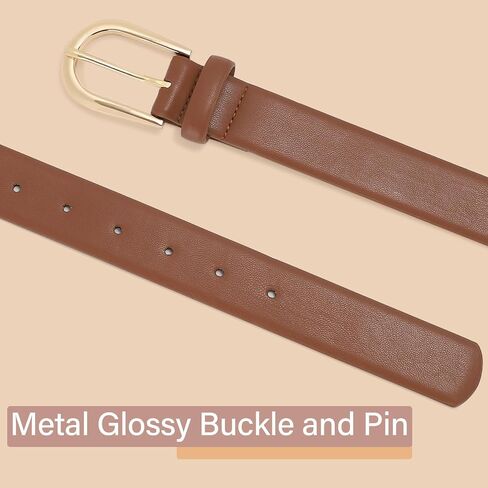 SANSTHS Women's Leather Belt for Jeans Pants Fashion Gold Buckle Ladies Dress Waist Belt in Saudi Arabia