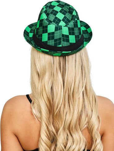 Seasons St.Patrick Day Green Plaid Fedora Hat for Adult, Irish Party Hat, One Size for Men and Women, St. Patrick's Day Accessories in Saudi Arabia