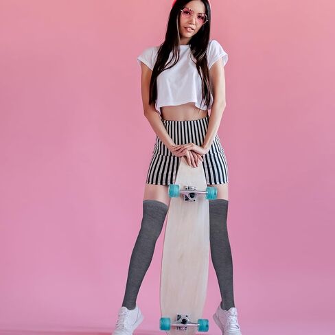 ون سينج 3-10 ازواج من الجوارب عالية الفخذ للنساء فوق الركبة، جوارب قطنية طويلة سميكة طويلة جوارب عالية الفخذ للنساء, One Size in Kuwait