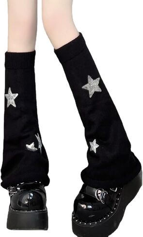 DEEPWIN Leg Warmer Cute JK Star Leg Socks Y2K Knitted Long Tube Fashion in Saudi Arabia