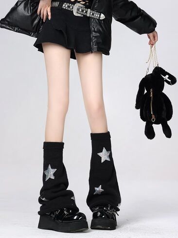 DEEPWIN Leg Warmer Cute JK Star Leg Socks Y2K Knitted Long Tube Fashion in Saudi Arabia
